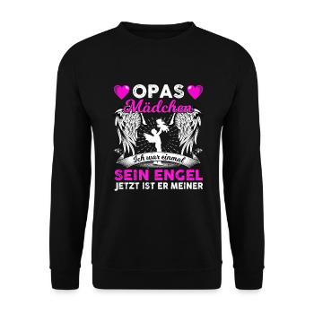 Opas Mädchen Ich War Einmal Sein Engel - Unisex Pullover - Schwarz - Vorne - Alina (178cm) & Michal (187cm)