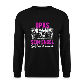 Opas Mädchen Ich War Einmal Sein Engel - Unisex Pullover - Schwarz - Vorne - Alina (178cm) & Michal (187cm)
