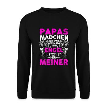 Papas Mädchen Ich War Einmal Sein Engel - Unisex Pullover - Schwarz - Vorne - Alina (178cm) & Michal (187cm)
