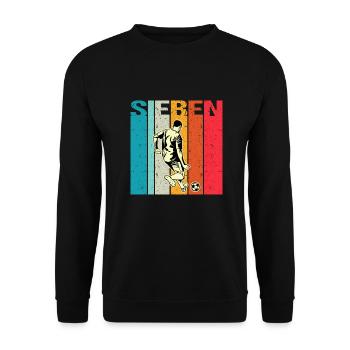 Ich bin schon 7 | 7. Geburtstag Jungen Fussball - Unisex Pullover - Schwarz - Vorne - Alina (178cm) & Michal (187cm)