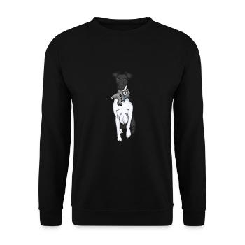 Foxterrier Drahthaar Kuscheltier - Unisex Pullover - Schwarz - Vorne - Alina (178cm) & Michal (187cm)