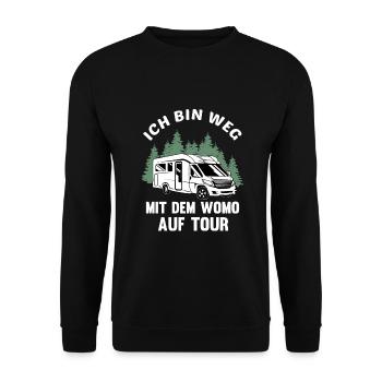 Camping Wohnmobil mit Womo auf Tour Camper Campen - Unisex Pullover - Schwarz - Vorne - Alina (178cm) & Michal (187cm)