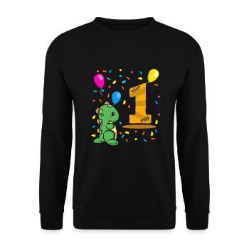 J’ai déjà un | 1. Anniversaire garçons Dino - Sweat-shirt Unisexe - noir - Devant - Alina (178cm) & Michal (187cm)