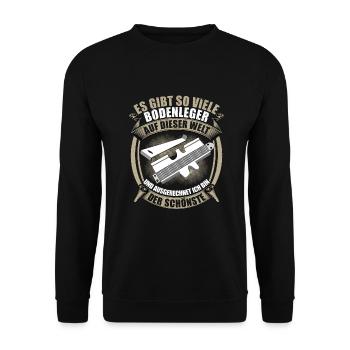 Es gibt so viele Bodenleger | Bodenleger - Unisex Pullover - Schwarz - Vorne - Alina (178cm) & Michal (187cm)
