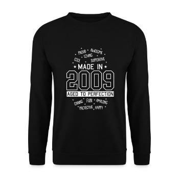 Vintage 2009 09 Birthday Retro Vintage Gift - Unisex Sweatshirt - black - Front - Alina (178cm) & Michal (187cm)