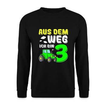 Aus dem Weg ich bin 3. Geburtstag Traktor Junge - Unisex Pullover - Schwarz - Vorne - Alina (178cm) & Michal (187cm)