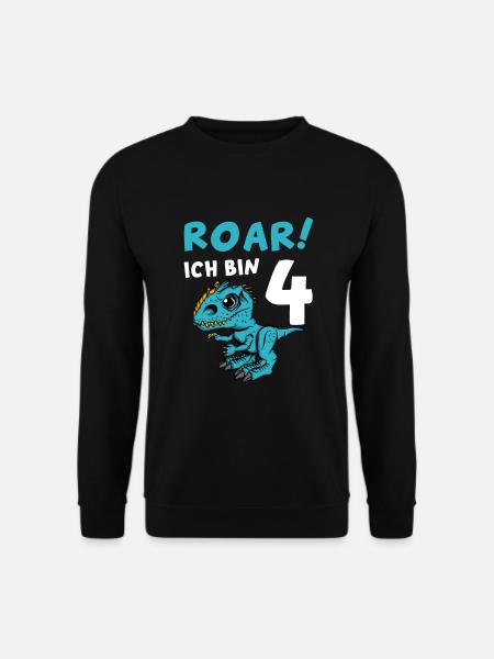 Roar Ich Bin 4 | 4. Geburtstag Jungen Dino - Unisex Pullover - Schwarz