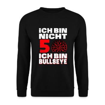 Ich Bin Nicht 50 Ich Bin Bullseye | Herren Dart - Unisex Pullover - Schwarz - Vorne - Alina (178cm) & Michal (187cm)