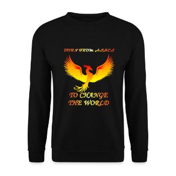 Phénix né de cendres pour changer le monde - Sweat-shirt Unisexe - noir - Devant - Alina (178cm) & Michal (187cm)
