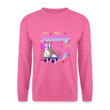Kinder Geburtstagsshirt 7. Geburtstag Rollschuhe - Unisex Pullover - Pink - Vorne