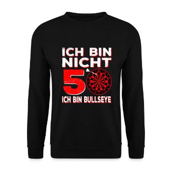 Ich Bin Nicht 50 Ich Bin Bullseye | Herren Dart - Unisex Pullover - Schwarz - Vorne - Alina (178cm) & Michal (187cm)