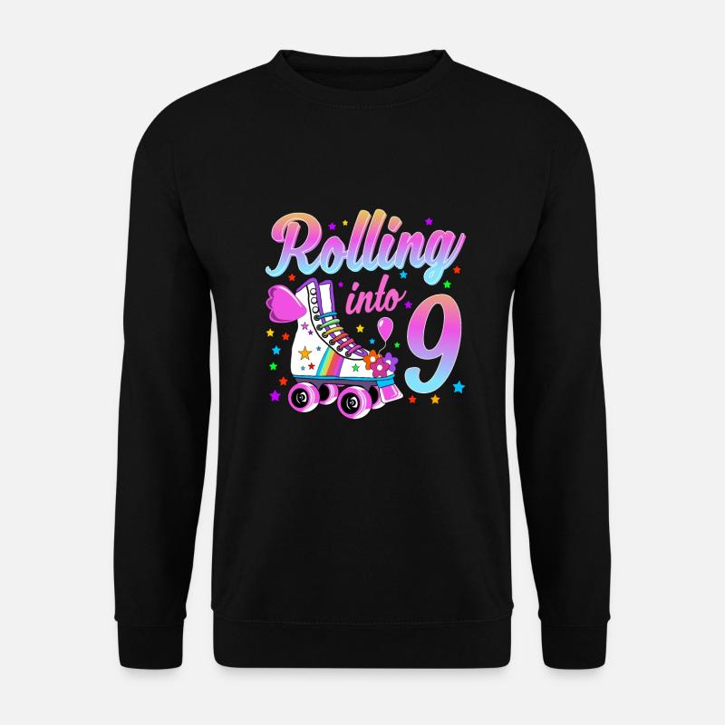 Kinder Geburtstagsshirt 9. Geburtstag Rollschuhe - Unisex Pullover - Schwarz