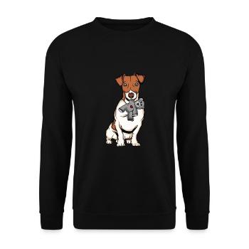 Jack Russell Terrier Cuddly Toy - Unisex Sweatshirt - black - Front - Alina (178cm) & Michal (187cm)