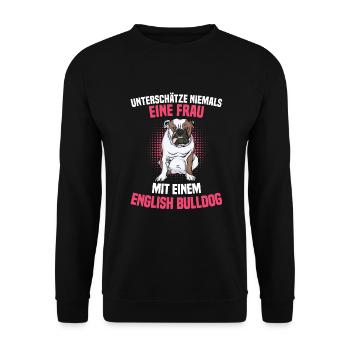 English Bulldog | Old English Bulldog - Unisex Pullover - Schwarz - Vorne - Alina (178cm) & Michal (187cm)
