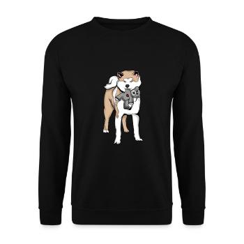 Akita Inu Plush Toy - Unisex Sweatshirt - black - Front - Alina (178cm) & Michal (187cm)