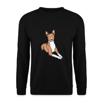 Basenji - Unisex Pullover - Schwarz - Vorne - Alina (178cm) & Michal (187cm)