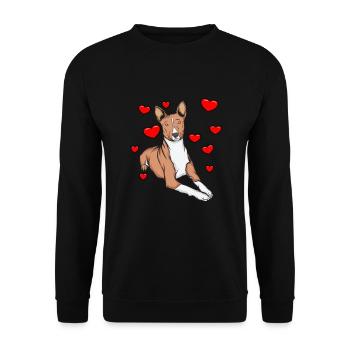 Basenji avec des cœurs - Sweat-shirt Unisexe - noir - Devant - Alina (178cm) & Michal (187cm)