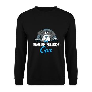 English Bulldog Dog Grandpa Herrchen - Unisex Pullover - Schwarz - Vorne - Alina (178cm) & Michal (187cm)