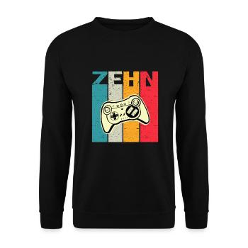 Ich bin schon 10 | 10. Geburtstag Jungen Gaming - Unisex Pullover - Schwarz - Vorne - Alina (178cm) & Michal (187cm)