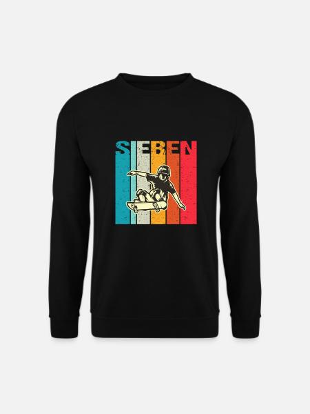 Ich bin schon 7 | 7. Geburtstag Jungen Skateboard - Unisex Pullover - Schwarz