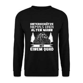 Unterschätze niemals einen Alten Mann Quad - Unisex Pullover - Schwarz - Vorne - Alina (178cm) & Michal (187cm)