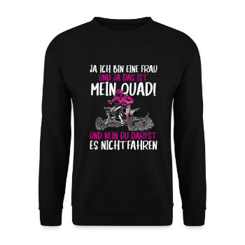 Ja ich bin eine Frau und ja das ist mein Quad - Unisex Pullover - Schwarz - Vorne - Alina (178cm) & Michal (187cm)