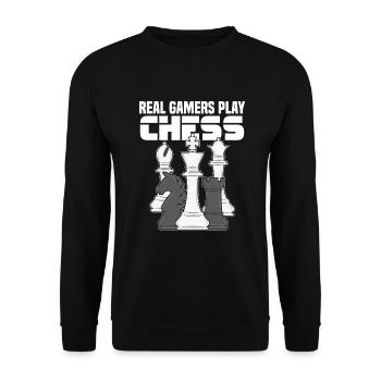 Schach Sprüche - Unisex Pullover - Schwarz - Vorne - Alina (178cm) & Michal (187cm)