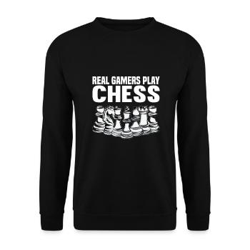 Schach Sprüche - Unisex Pullover - Schwarz - Vorne - Alina (178cm) & Michal (187cm)