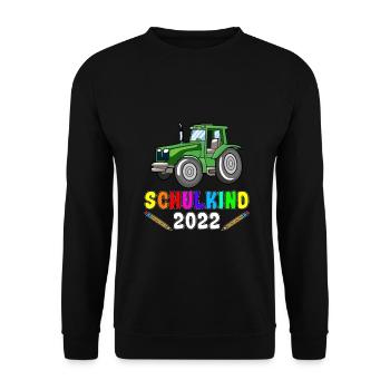 Schulkind 2022 | Traktor Schulkind - Unisex Pullover - Schwarz - Vorne - Alina (178cm) & Michal (187cm)