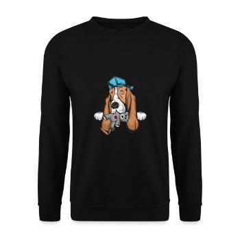 Basset Hound - Unisex Sweatshirt - black - Front - Alina (178cm) & Michal (187cm)