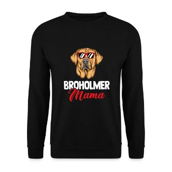 Dog Mom Dog Dad Hundemama | Broholmer - Unisex Pullover - Schwarz - Vorne - Alina (178cm) & Michal (187cm)