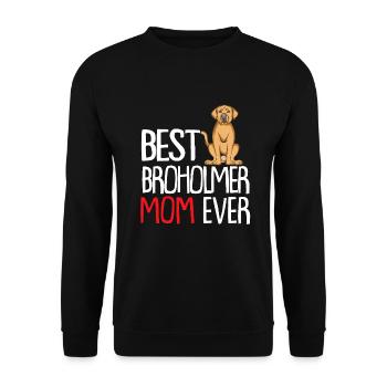Dog Mom Dog Dad Hundemama | Broholmer - Unisex Pullover - Schwarz - Vorne - Alina (178cm) & Michal (187cm)