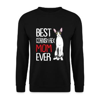 Cornish Rex Mama Papa Cat Mom | Cornish Rex - Unisex Pullover - Schwarz - Vorne - Alina (178cm) & Michal (187cm)