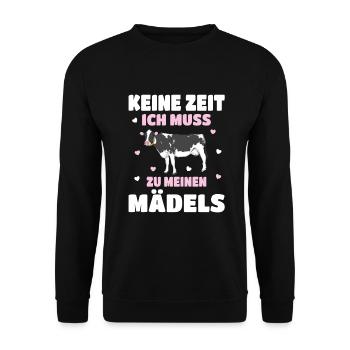 Landwirt Bauer Stall Kühe | Kuh - Unisex Pullover - Schwarz - Vorne - Alina (178cm) & Michal (187cm)