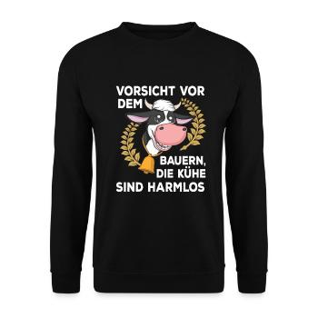 Landwirt Bauer Stall Kühe | Kuh - Unisex Pullover - Schwarz - Vorne - Alina (178cm) & Michal (187cm)