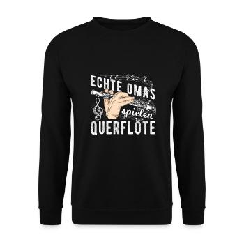 Musik Instrument Flöte | Querflöte - Unisex Pullover - Schwarz - Vorne - Alina (178cm) & Michal (187cm)