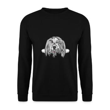 Bearded Collie - Unisex Sweatshirt - black - Front - Alina (178cm) & Michal (187cm)