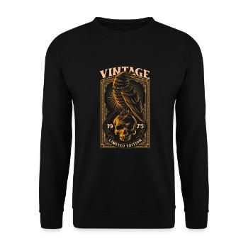 Raven Skull 1975 75 Vintage Vintage Gift - Unisex Sweatshirt - black - Front - Alina (178cm) & Michal (187cm)
