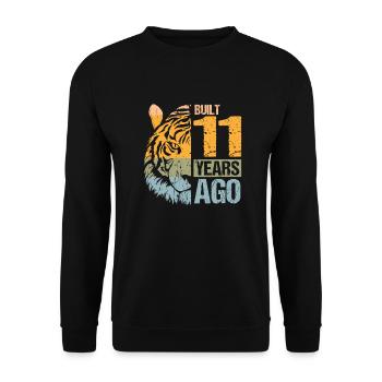 11. Geburtstag Tiger Katze Tiere Löwe Geschenk - Unisex Pullover - Schwarz - Vorne - Alina (178cm) & Michal (187cm)