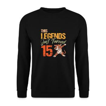 15. Geburtstag Tiger Katze Tiere Löwe Geschenk - Unisex Pullover - Schwarz - Vorne - Alina (178cm) & Michal (187cm)