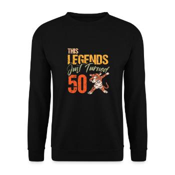 50. Geburtstag Tiger Katze Tiere Löwe Geschenk - Unisex Pullover - Schwarz - Vorne - Alina (178cm) & Michal (187cm)