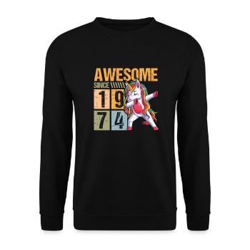 Birthday 1974 74 Unicorn Dab Vintage Gift - Unisex Sweatshirt - black - Front - Alina (178cm) & Michal (187cm)