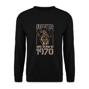 Birthday 1970 70 Retro Dog Rottweiler Gift - Unisex Sweatshirt - black - Front - Alina (178cm) & Michal (187cm)