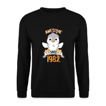 Anniversaire 1982 82 Penguin Penguins Cadeau - Sweat-shirt Unisexe - noir - Devant - Alina (178cm) & Michal (187cm)