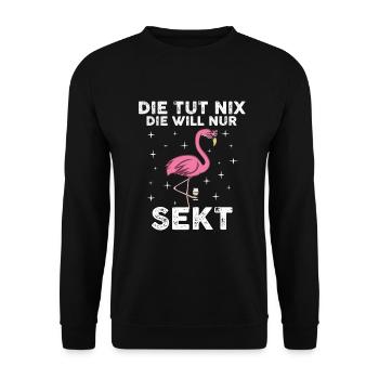 Mädelsabend Saufen Partyliebhaber Flamingo - Unisex Pullover - Schwarz - Vorne - Alina (178cm) & Michal (187cm)