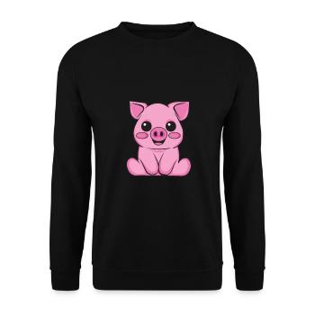 Domestic pig Wild boar farmer farm | Pig - Unisex Sweatshirt - black - Front - Alina (178cm) & Michal (187cm)