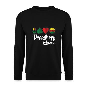 Schafkopf Skat Kartenspiel | Doppelkopf - Unisex Pullover - Schwarz - Vorne - Alina (178cm) & Michal (187cm)