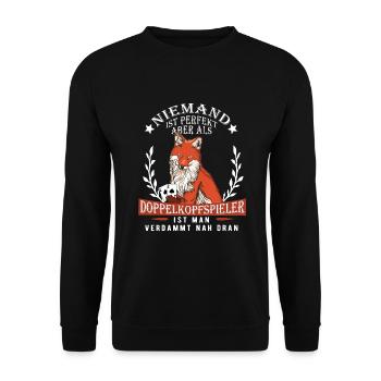 Schafkopf Skat Kartenspiel | Doppelkopf - Unisex Pullover - Schwarz - Vorne - Alina (178cm) & Michal (187cm)