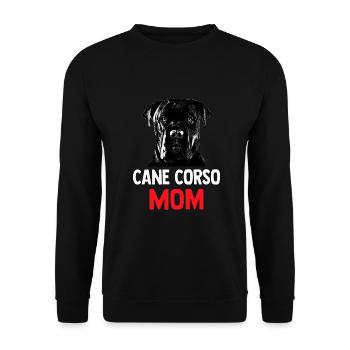 Hund Mama Welpe Mom Cane Corso - Unisex Pullover - Schwarz - Vorne - Alina (178cm) & Michal (187cm)