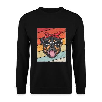 Rottweiler cuddly toy - Unisex Sweatshirt - black - Front - Alina (178cm) & Michal (187cm)